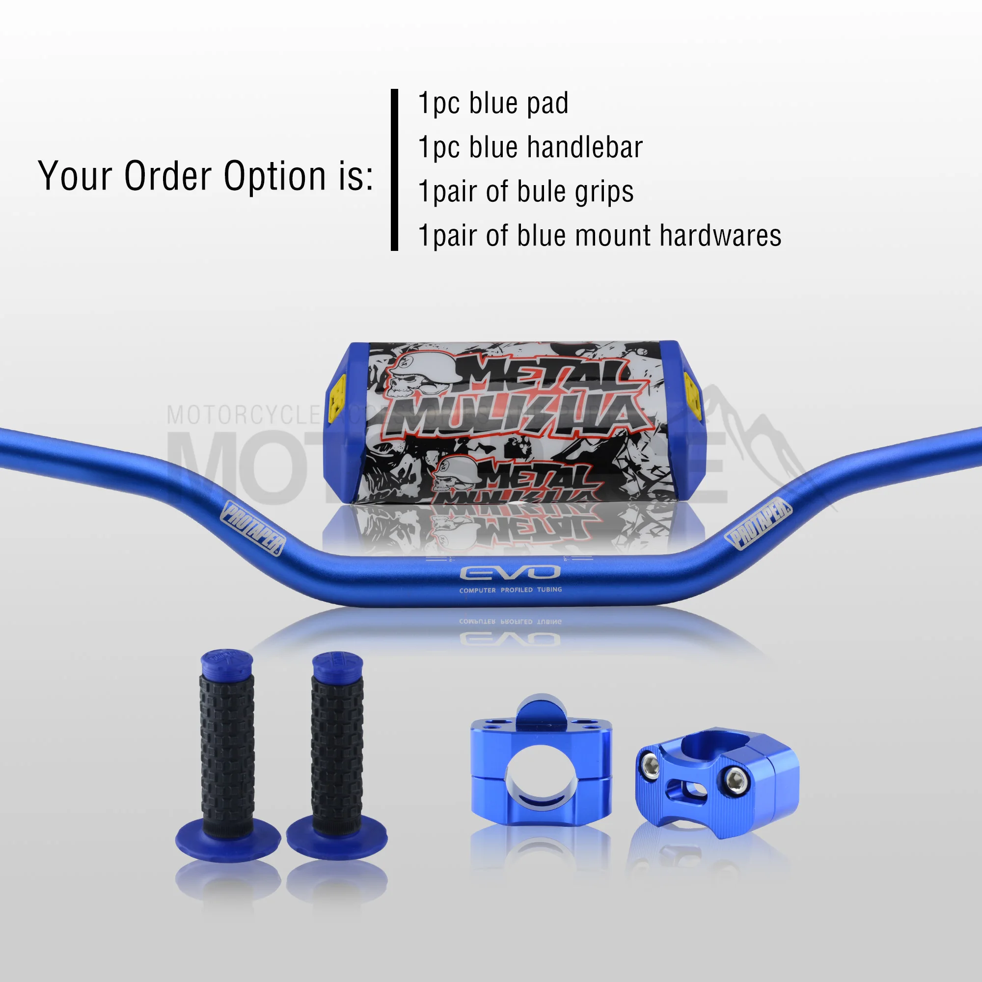Blue Full Kit Руль для Pro Taper Pack Bar 1-1/" Классическая дверная ручка бар колодки ручки Pit Pro Racing Dirt Pit Bike мотоцикл с адаптер cnc - Цвет: Blue Full Kit