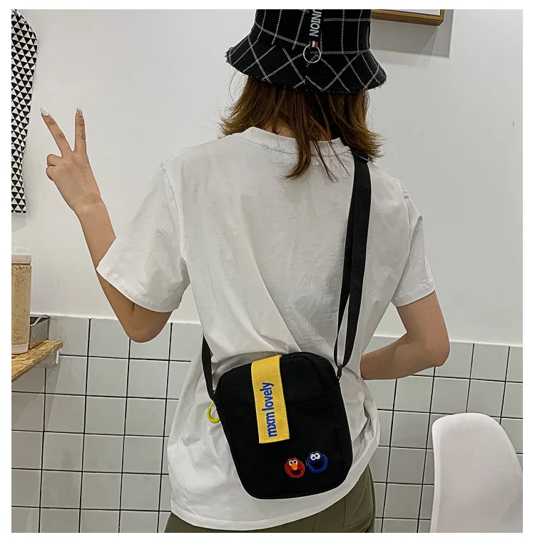 Маленькая женская сумка 2019 новый стиль INS супер огонь забавная улица кунжута сумка на плечо корейский стиль Студенческая Холщовая Сумка