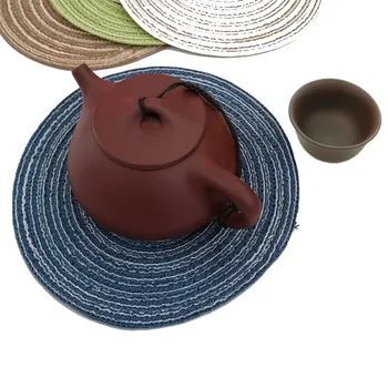 

Round Table Placemat Handmade Insulation Non-slip Coffee Cup Mats Kitchen Plate Bowl Spoon Pads(Diameter 18CM)