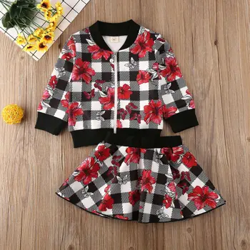 

Emmababy Toddler Kids Baby Girls Clothes Floral Coat Tops+Dress Skirt Outfits Autumn Winter Clothes Set 1-6T