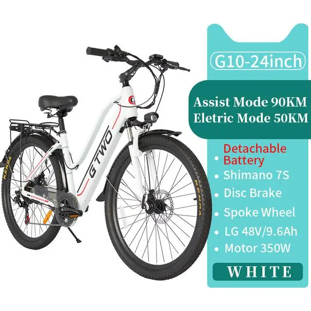 New 24 Inch 26 Inch Electric Ebike Scooter Two Wheels Electric Bicycles 350w 48v 9 6ah Adults Electric Mountain Bike White Grey Electric Bicycle Aliexpress