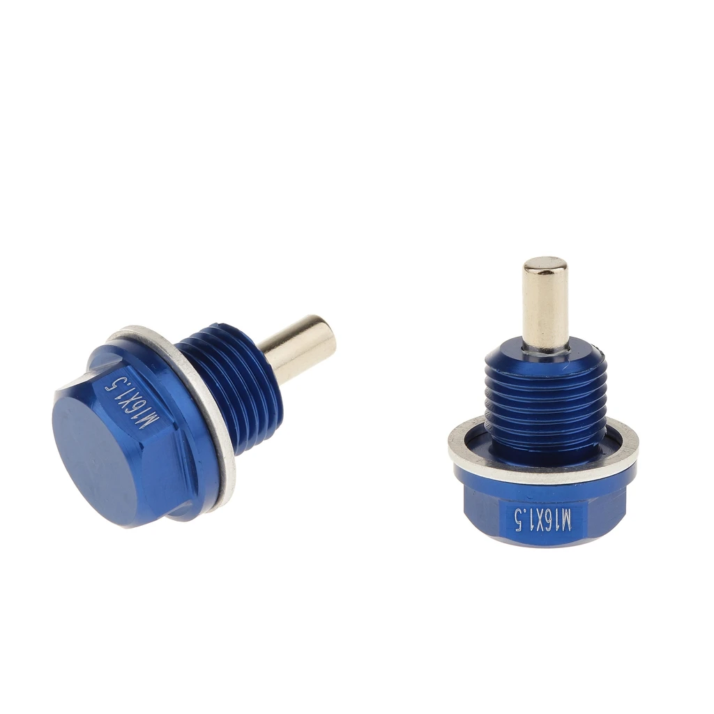2PCS Auto M16x1.5 Anodized Magnetic Oil Pan Drain  Plug For (Blue)