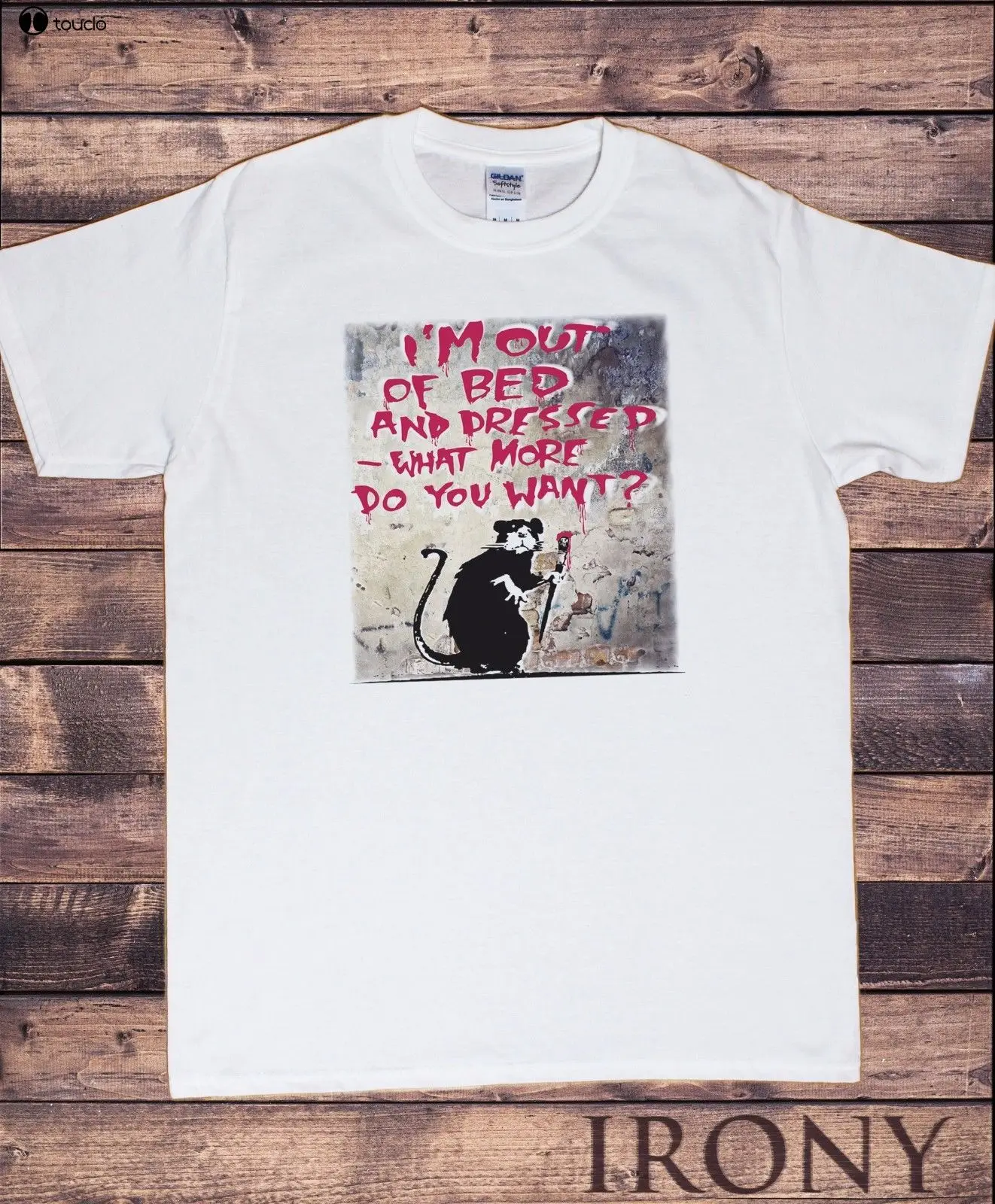 Brand Men Fashion Summer Listing Da Uomo T-Shirt Bianca Bansky I'M Fuori Letto E Vestito Ratto Street Stampa Tops T Shirt | Мужская