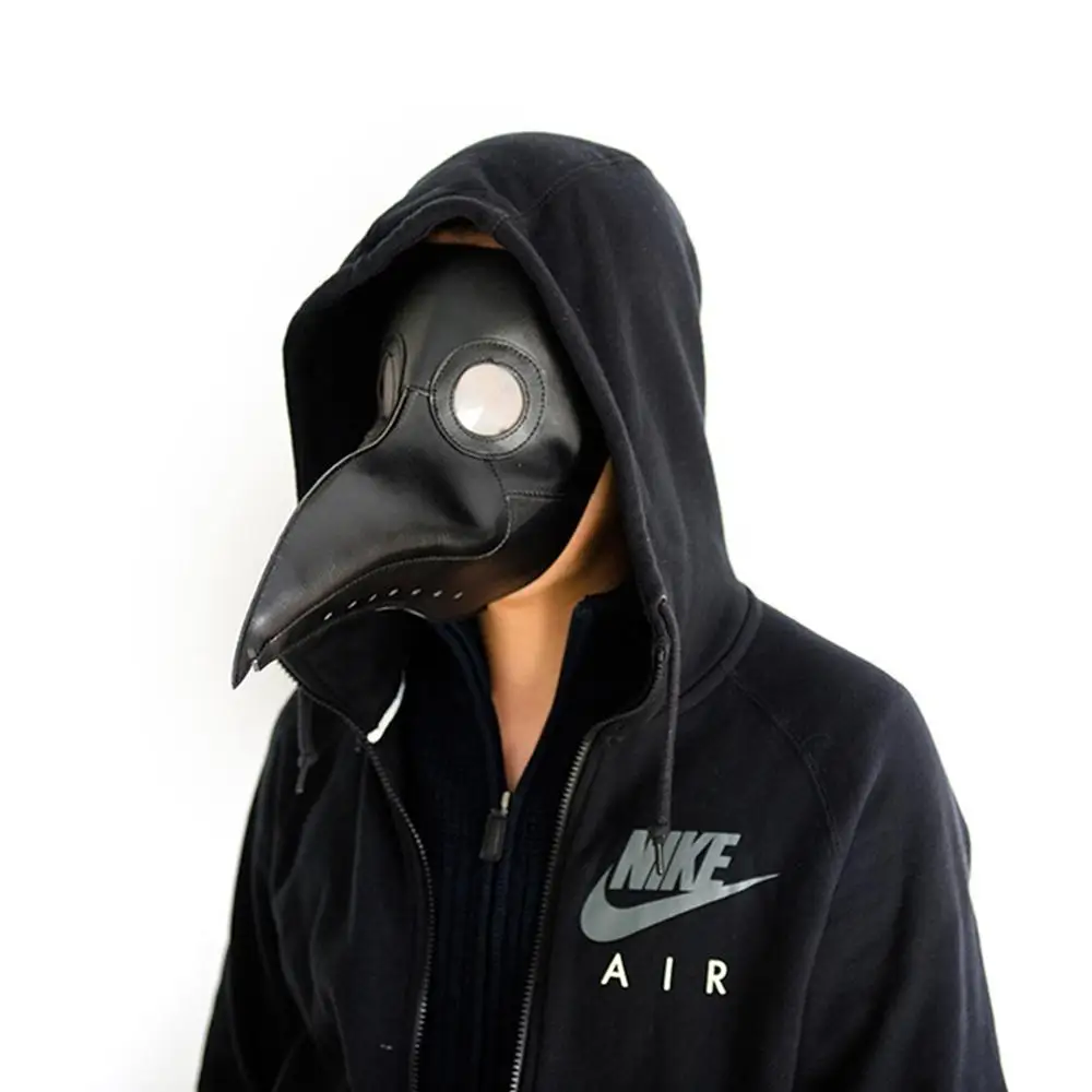 Маска из искусственной кожи с заклепками на Хэллоуин стимпанк птица клюв Чума