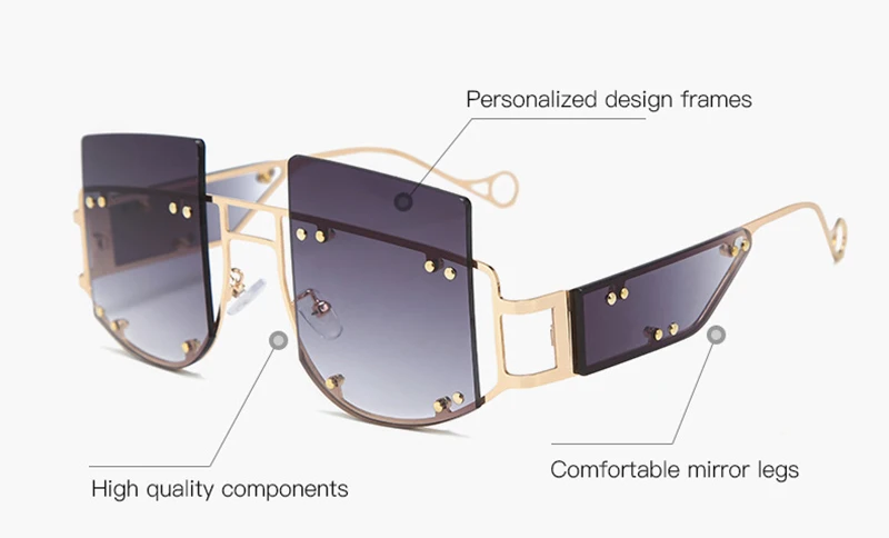 SHAUNA, новинка, тренд, фирменный дизайн, для женщин и мужчин, негабаритные Квадратные Солнцезащитные очки, в стиле панк, градиентные линзы, металлическая оправа, очки, тени