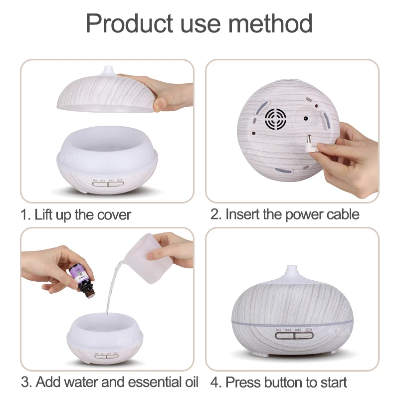  300ML Air Humidifier wood Diffuser Remote Control Aroma Aromatherapy Essential Oil Diffuser Ultraso
