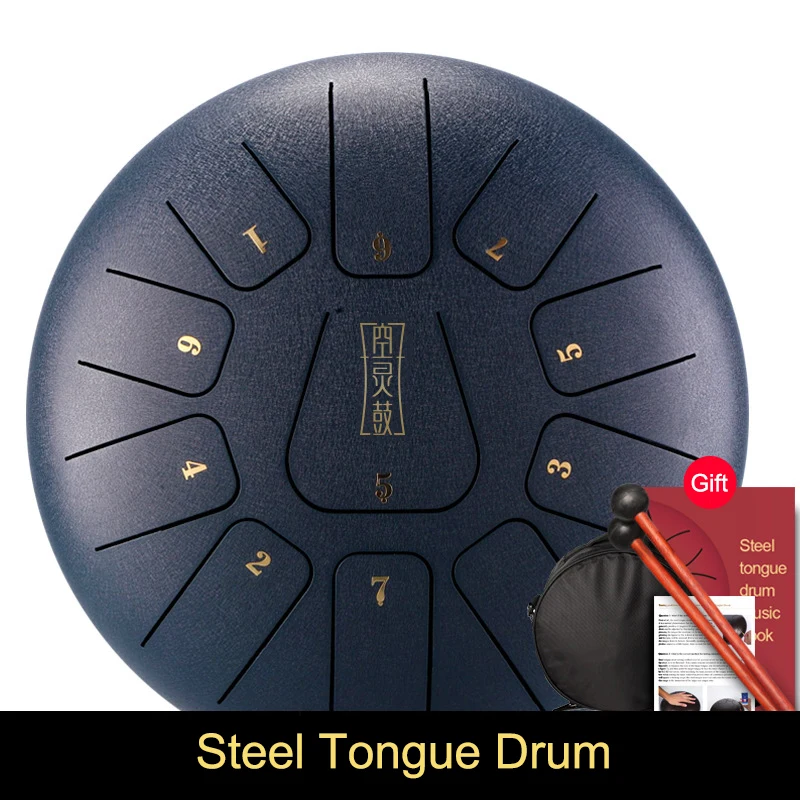 

Newly Alloy Steel Tongue Drum 8 Inch 11 Tones with 1 Pair Mallets + Storage Drum Bag BFE88