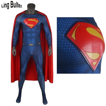

Ling Bultez High Quality Muscle Shade Superman Costume With Relif Logo Man Of Steel Superman Cosplay Outfit U zipper