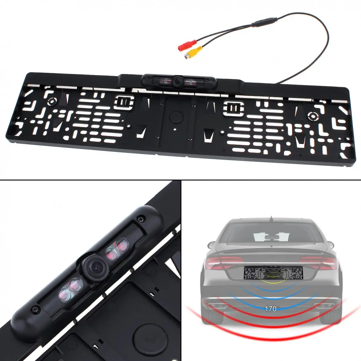 

Auto Parktronic EU Car License Plate Frame Rear View Camera HD Night Vision Reverse Rear View Camera with 4 IR Light New