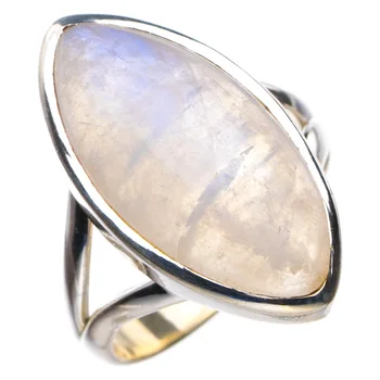 

StarGems Natural Rainbow Moonstone Handmade 925 Sterling Silver Ring 6.5 D4647