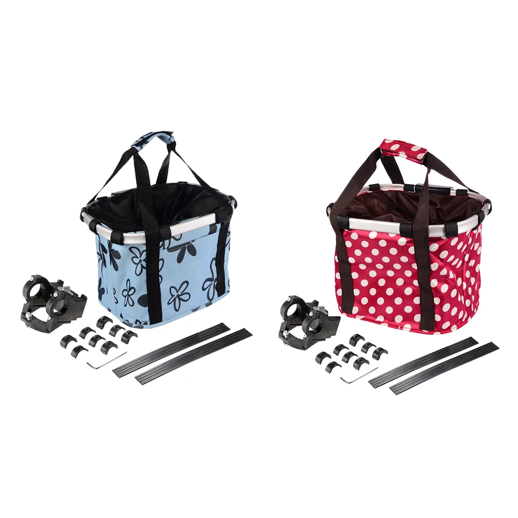 Collapsible Bike Basket, Multi-Purpose Detachable Bicycle Front Basket for Pet, Shopping, , Camping and Outdoor
