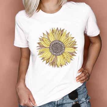 Women Graphic Feather Printing Fashion 90s Cute Watercolor Short Sleeve Lady Clothes Tops Tees Print