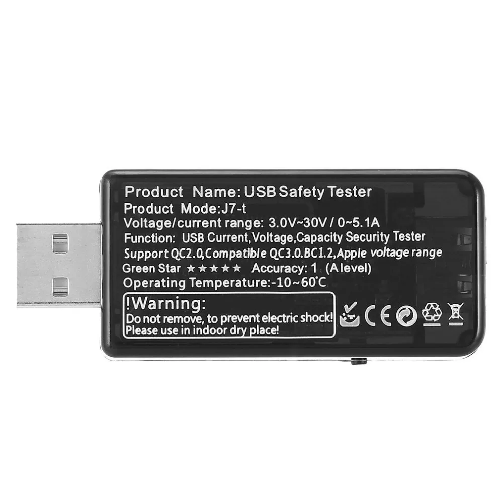 3V-30V USB Safety LCD Voltage Current Tester Fast Charger Explosion-Proof Detector Voltmeter for Mobile Phone Tablet