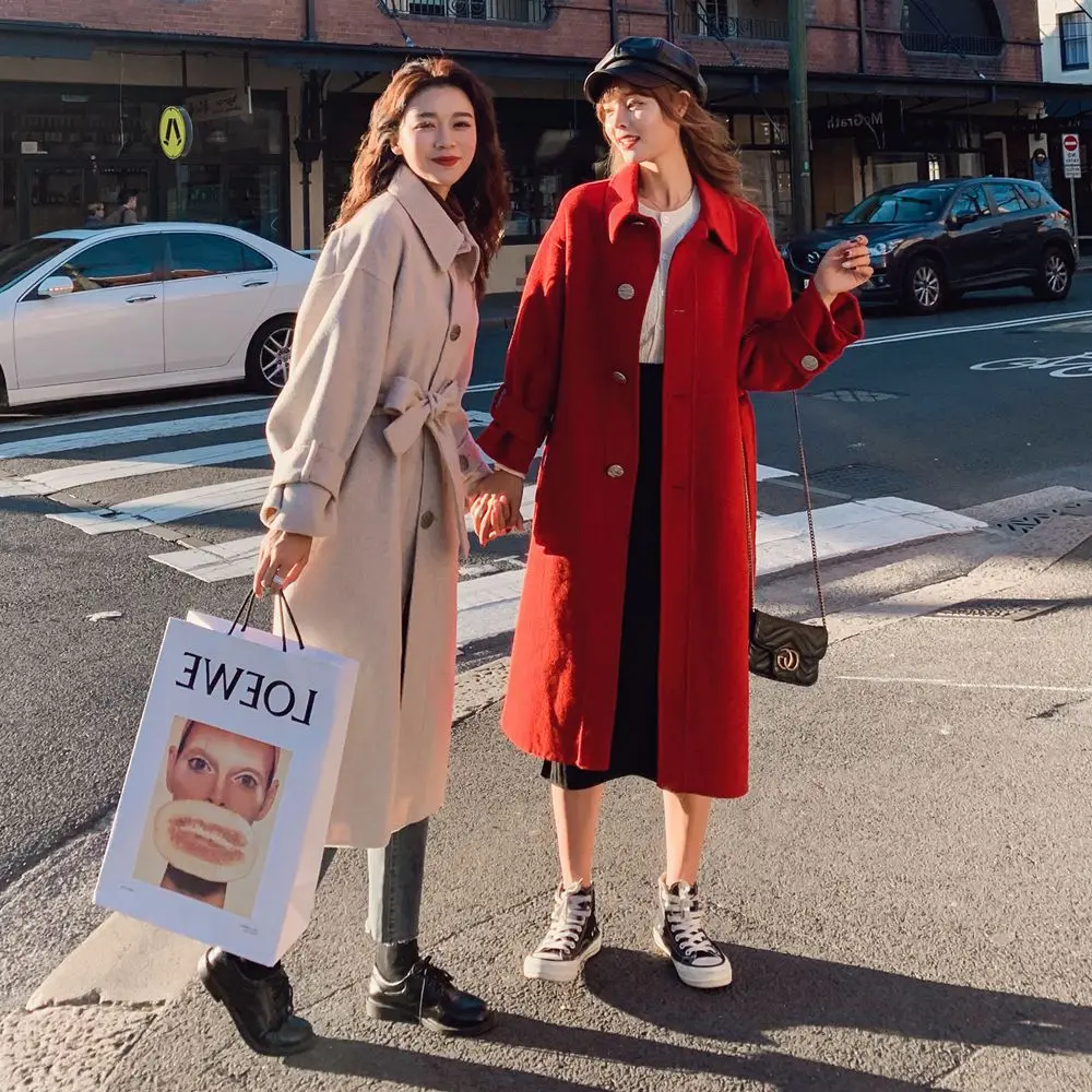 

Photo Shoot Waist Hugging Woolen Jacket 2019 Autumn And Winter New Style Korean-style WOMEN'S Wear Retro CHIC-Style Single-Breas