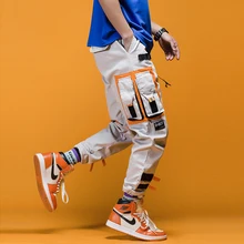 Гаремные уличные спортивные брюки мужские хип-хоп цветные спортивные брюки с карманами мужские осенние японские Harajuku повседневные брюки-карго