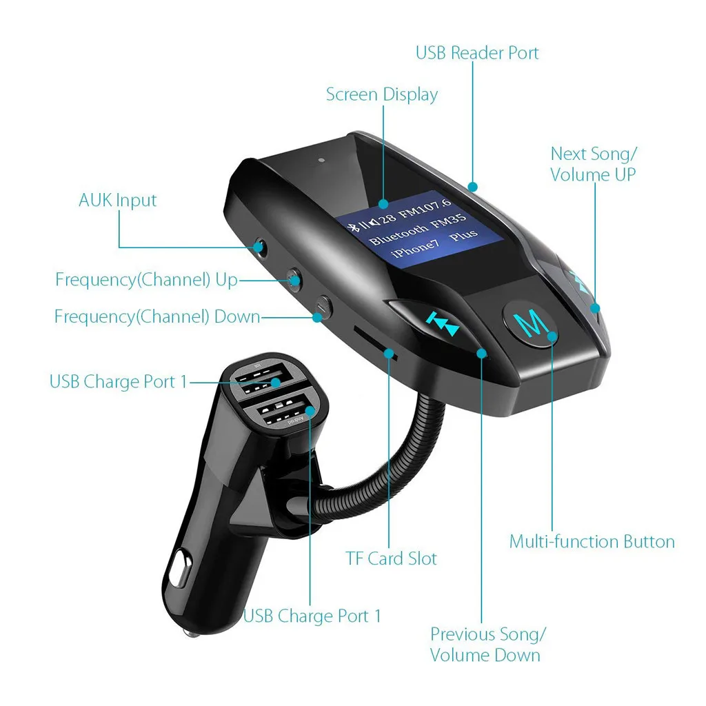 Bluetooth V4.2 автомобильный fm-трансмиттер модулятор MP3 плеер Hands Free радио адаптер Комплект USB зарядное устройство быстрое зарядное устройство автомобильные аксессуары# Ger