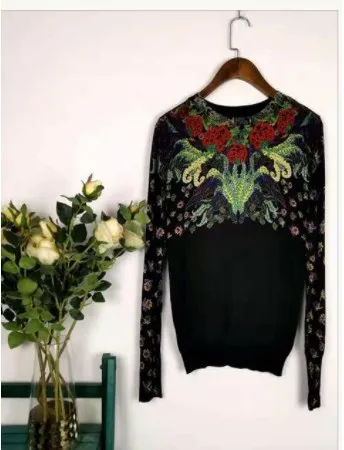 Carater espanhol новосс граус Impressos Blusas De Malha para o Outono e Inverno de