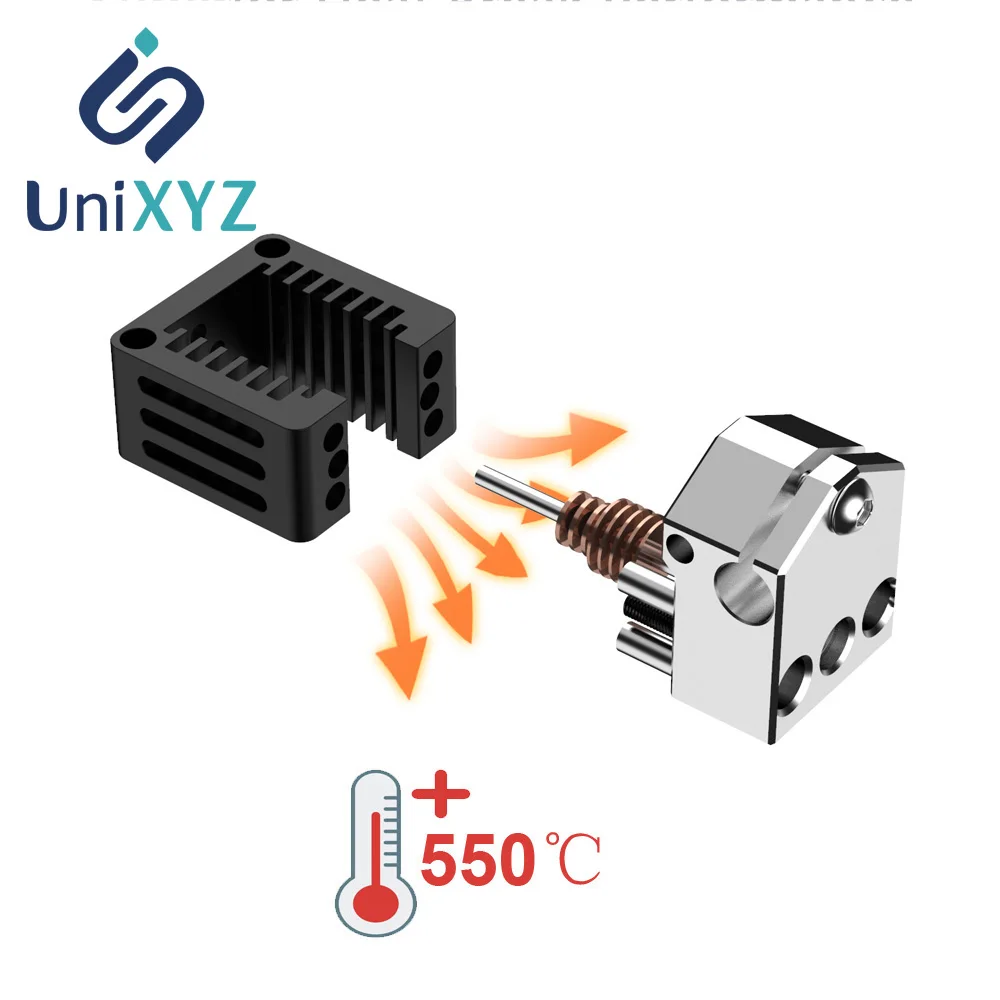 

UniXYZ Full Metal Clone Mosquito Extruder Hotend Kit For Ender 3 CR10 Prusa I3 MK3S Titan Bmg 3D Printer Assemble Parts Extruder