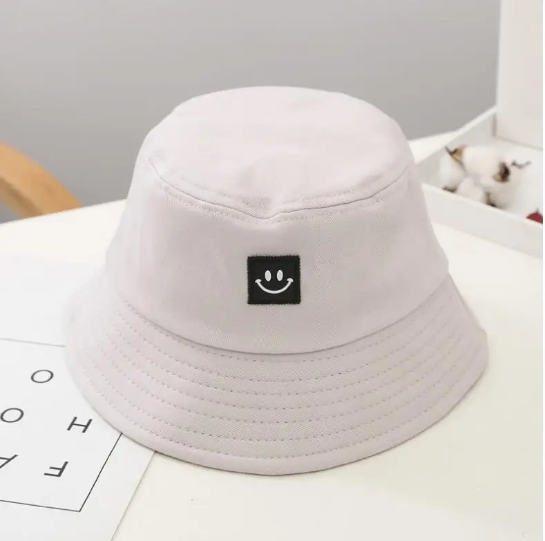 kids beige Новинка, детская Панама со смайликом, универсальные кепки в простом стиле, Детская шляпа bob, летняя модная шляпа от солнца - Цвет: kids beige