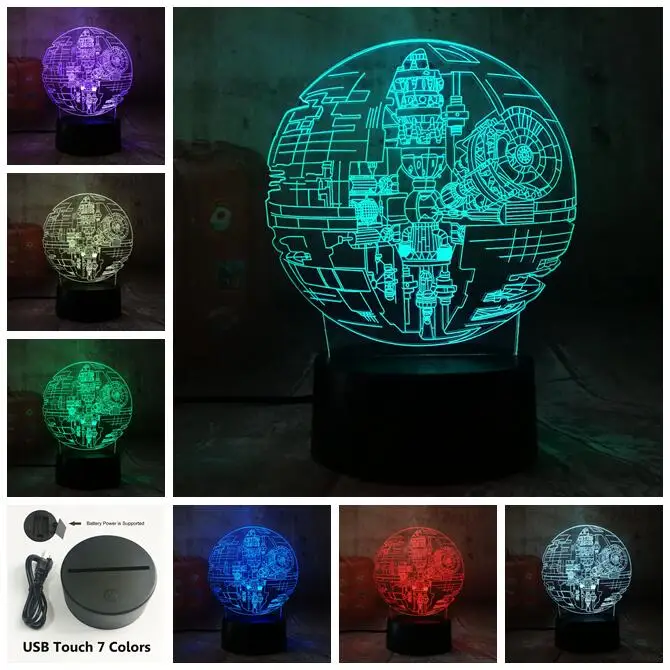 3D LED Star Wars Tischlampe Nachtlicht Nachttischlampe Leselampe Geschenk 7Farbe 