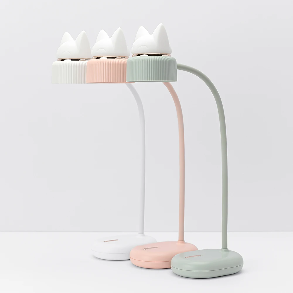 

Silicone Lamp USB Cat-ear Lamp Dual Lighting Source Adjustable Brightness Eyes Protection for Study Room Business night light