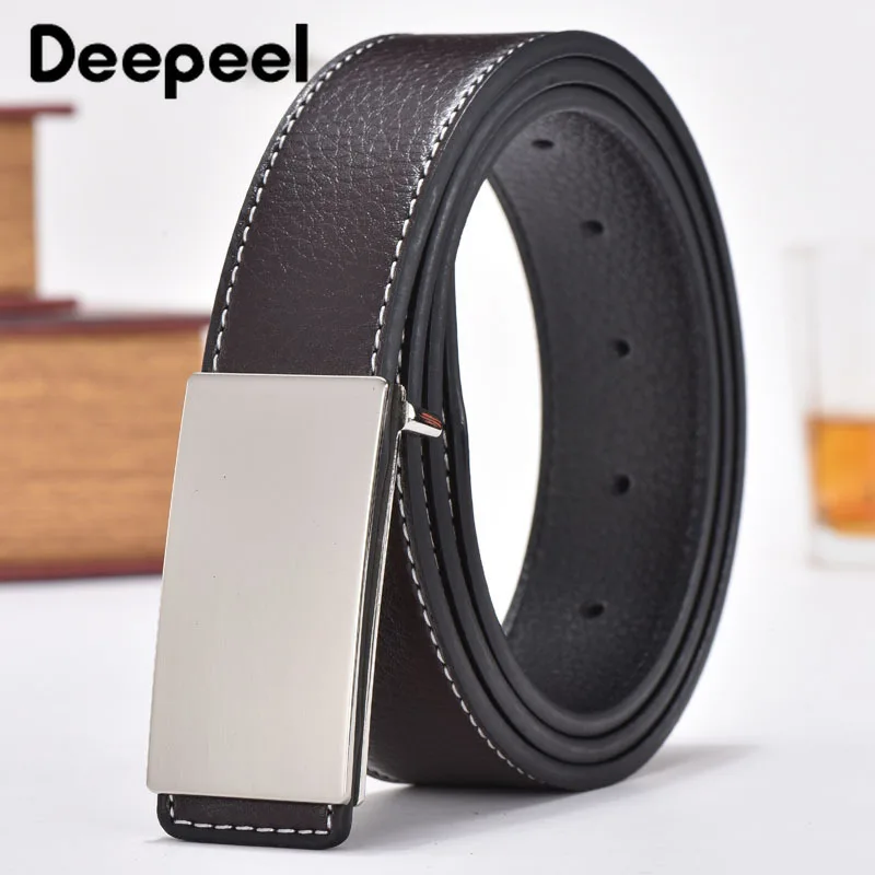 Deepeel 1 шт. 3,7 см* 105 см-125 см унисекс гладкий ремень с пряжкой роскошный качественный дизайнерский ремень кожаный повседневный деловой Повседневный ремень YK724