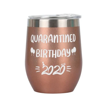 

12oz Customized Egg Shape Wine Tumbler Beer Cup QUARANTINE BIRTHDAY 2020 Personalised Gift Travel Mug Stainless Steel Thermos