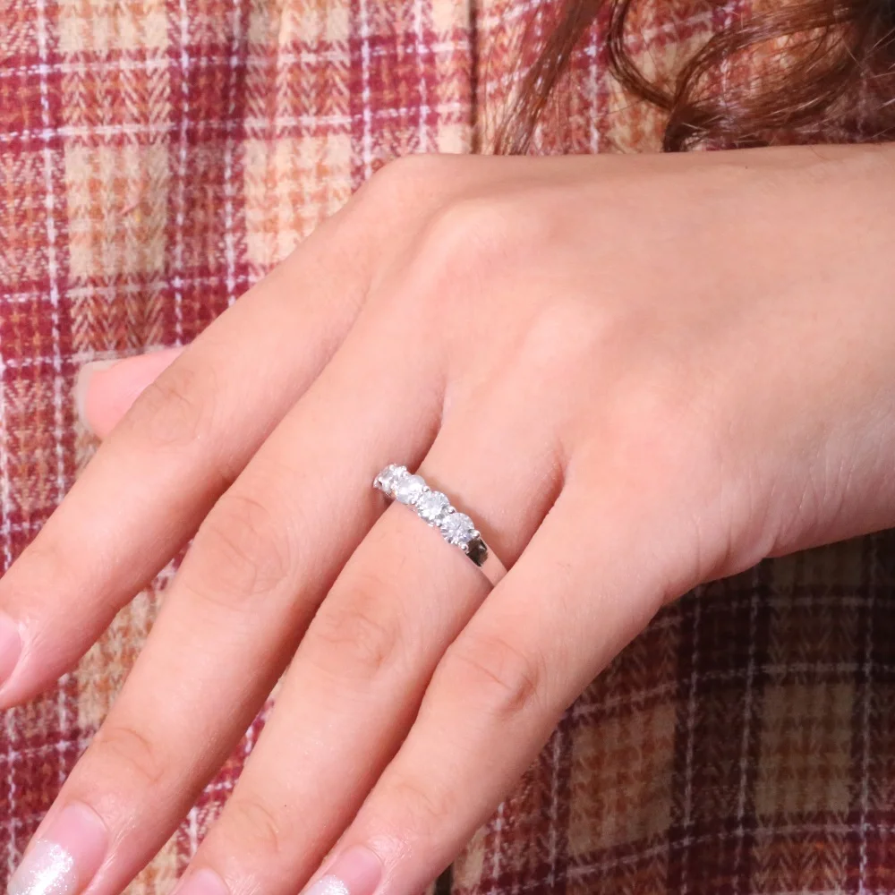AEAW Стерлинговое Серебро 925 4 мм 1.5ctw DF цвет Moissanite Вечность Обручальное кольцо Moissanite для женщин дамское кольцо