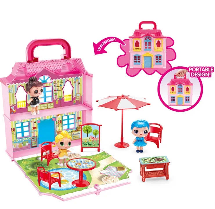 

New Style Children Play House Hand Villa Toy Luxury Castle Furniture with Doll