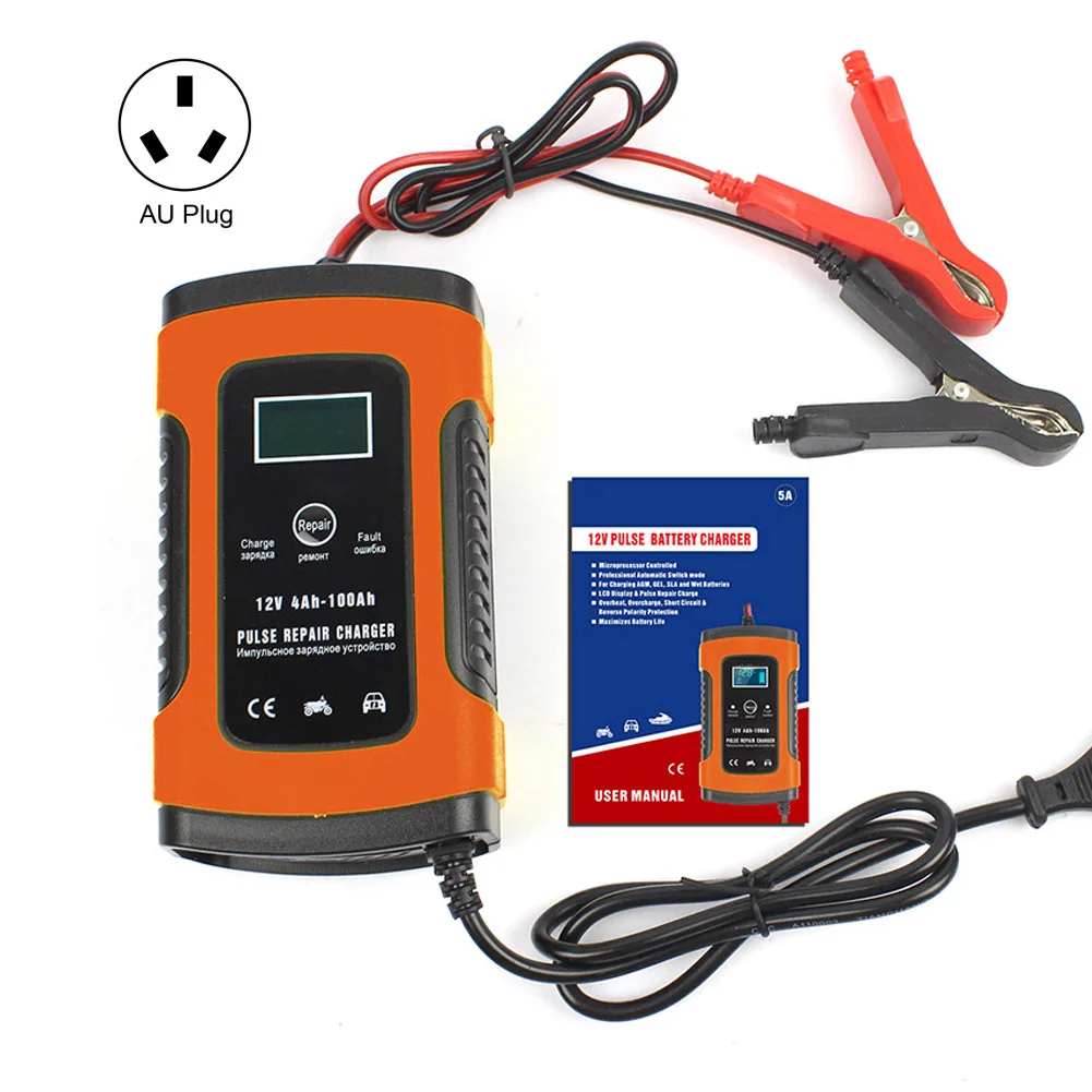 

Universal 12V 5A Smart Battery Charger Portable Battery Repair Tool Maintainer With LCD Display for Car Motorcycle