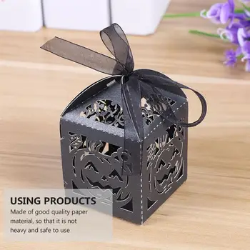 

50 Pcs Halloween Party Adorable Pumpkin Spider Web Hollow Candy Box Gift Box