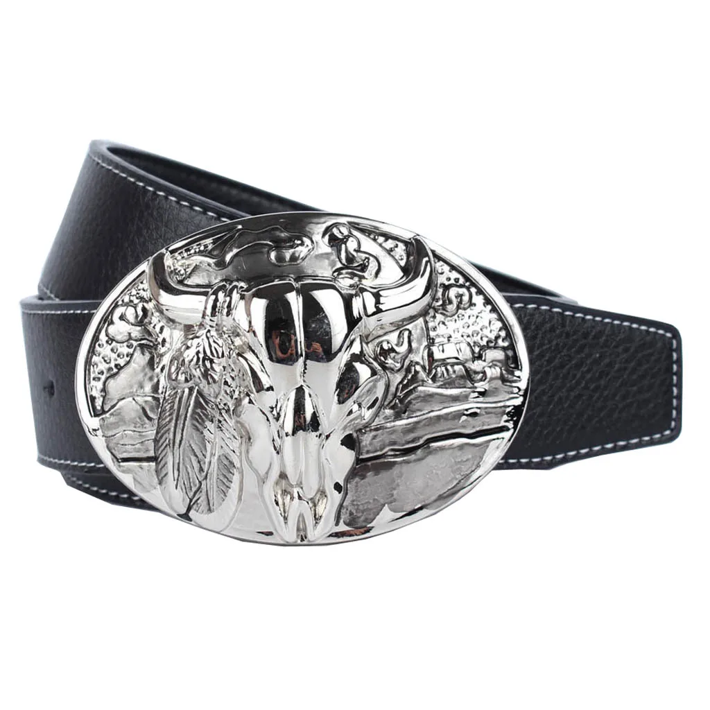Metal Arabesque Pattern Buckle Waist Belt Leather Waistband Cowgirl Western