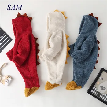 

Baby Dinosaur Romper Pajamas Cartoon Cute Jumpsuit Flannel Cosplay Animal Play Suit Long-sleeved Hoodie Warm Funny Outfits