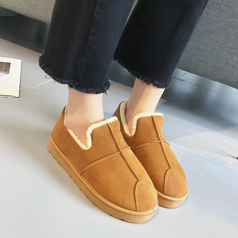 Обувь; Сезон Зима; коллекция года; женская уличная зимняя обувь; удобная замшевая теплая плюшевая обувь для прогулок; женская обувь на нескользящей плоской подошве