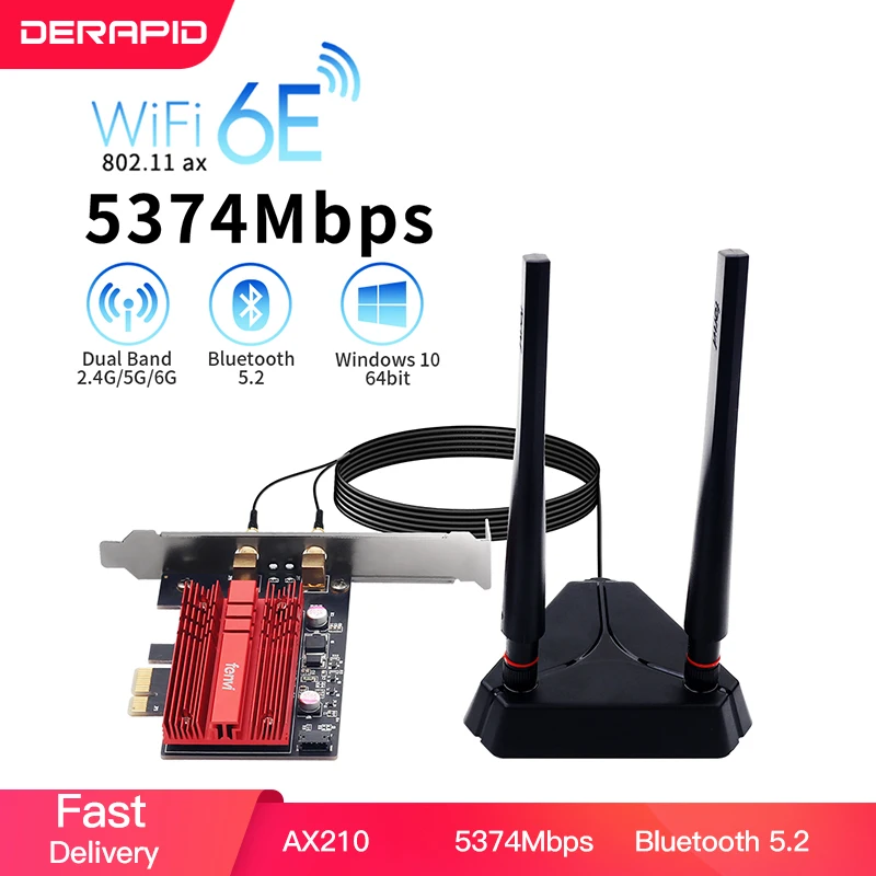 Wifi 6e 5374mbps Ax210 Mini Carte Wi-fi Pci-e Sans Fil Pour Bluetooth 5.2  802.11ax 2.4g/5g/6ghz Wlan Adaptateur De Carte Réseau Pour Win10 - Cartes  Réseau - AliExpress