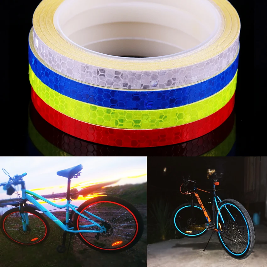 1 Roll 8 Meter Bike Crystal Grid Reflective Stickers Strip Mtb Bicycle