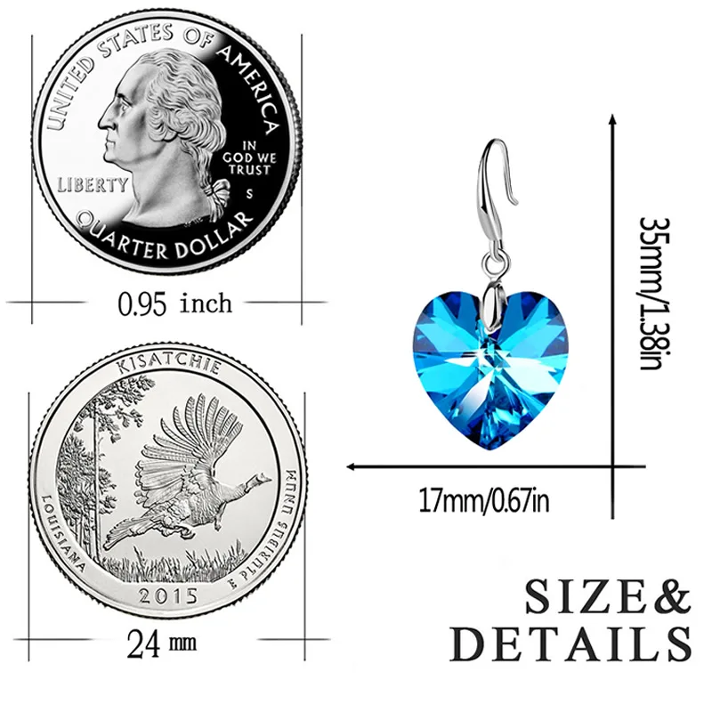 Heart Beads Pendant Necklace Earring Charm Crystal Glass 1 SET pendant earrings crystal earrings