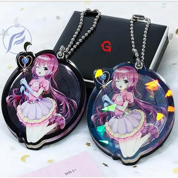 

FANGQINGMAO custom logo printed any shape clear acrylic mirror keychain,custom holographic mirror acrylic keychain