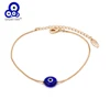 Lucky Eye Blue Turkish Evil Eye Charm Bracelet Gold Color Copper Chain Adjustable Bracelet for Women Girls Fashion Jewelry BE73 ► Photo 1/6