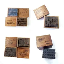 

28 Pcs/set Digital Sunday Wooden Seal In Cursive Case Stationery Scrapbooking Rubber Stamps Standard
