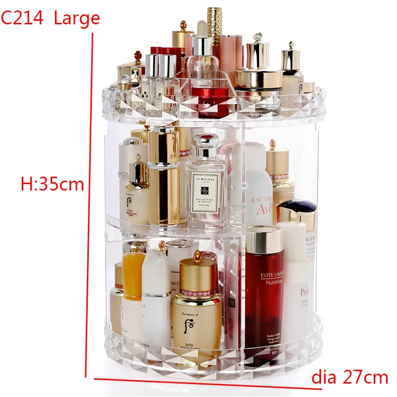 360 Degree Rotation Transparent Acrylic Cosmetics Storage Box Fashion Spin Multi-function Detachable Makeup Beauty Organizer