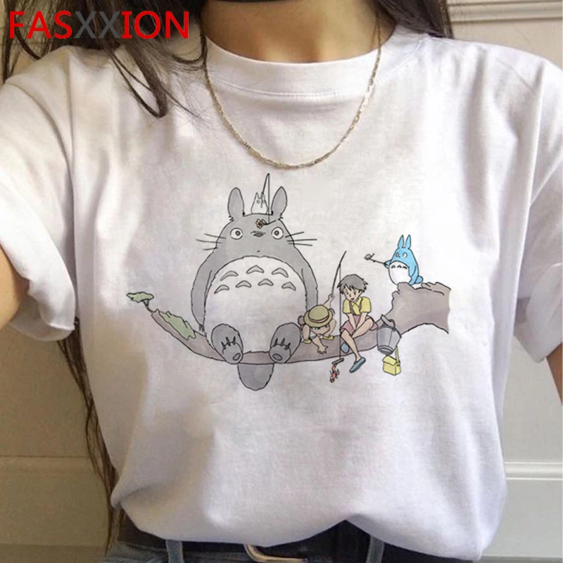 Totoro Studio Ghibli Harajuku футболка женская Ullzang Kawaii забавная мультяшная футболка Хаяо Миядзаки 90s футболки милые футболки женские - Цвет: H4652