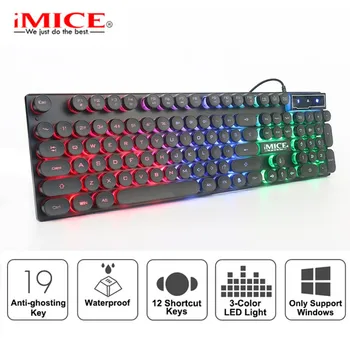 

Wired Gaming Keyboard Punk Mechanical Feeling RGB Backlit Keyboards USB 104 Keycaps English Keyboard For Computer Game PC Laptop