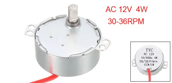 Uxcell синхронный металлический редукторный двигатель AC 12V 0,8-1/1. 3-1,5/2-2,4/5-6/9-11/30-36/45-54 RPM 50-60Hz CCW/CW 4W для микроволновой печи