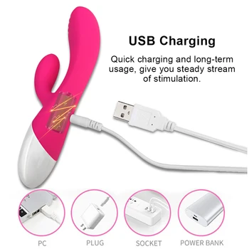 Powerful Rabbit G-Spot Penis Dildo Vibrator Sex Toys for Women Adults Products Clitoris Sucker Chargable Female for Couples 4