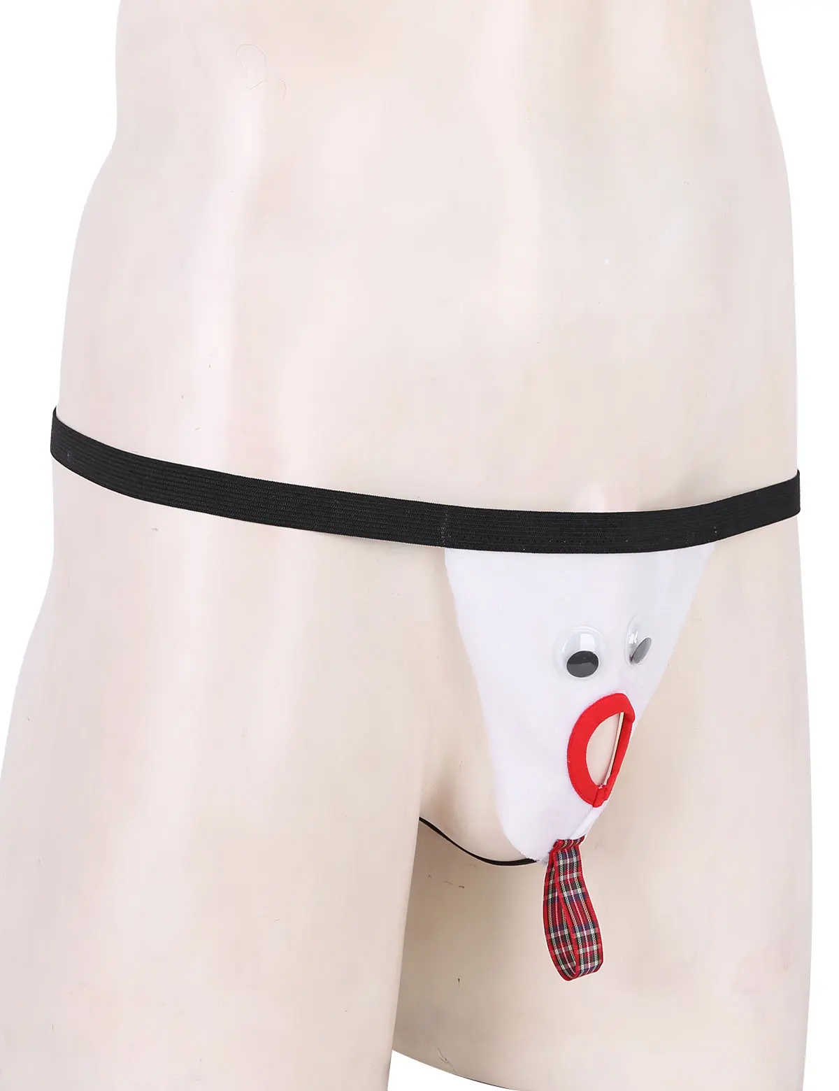 Сексуальное мужское мягкое бархатное нижнее белье с низкой посадкой, трусики танга, Рождественский костюм снеговика трусики-танга, нижнее белье