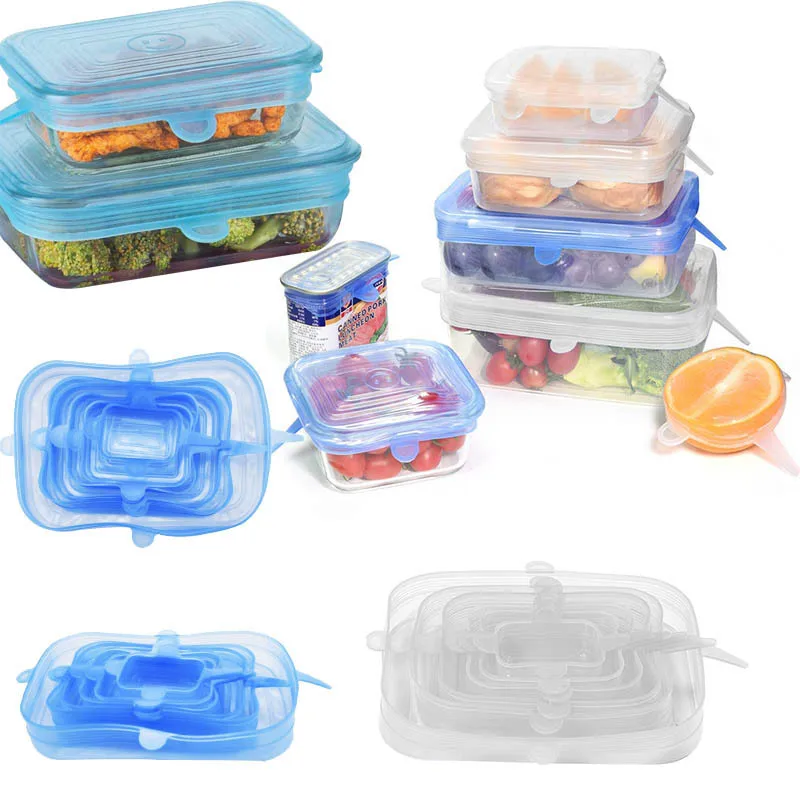 

6 Pcs Food Silicone Cover Reusable Silicone Cap Stretch Lids Pan Cooking Food Fresh Cover Microwave Cover Kitchen Accessories