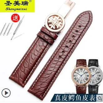 Fit patek phillippe часы с ремешком из кожи крокодила ремешок с PP складной buckle19mm20mm21mm22mm - Цвет ремешка: 12