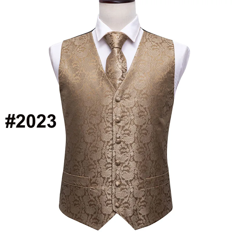 blazer for men wedding Designer Mens Classic Black Paisley Jacquard Folral Silk Waistcoat Vests Handkerchief Tie Vest Suit Pocket Square Set Barry.Wang casual blazer Suits & Blazer