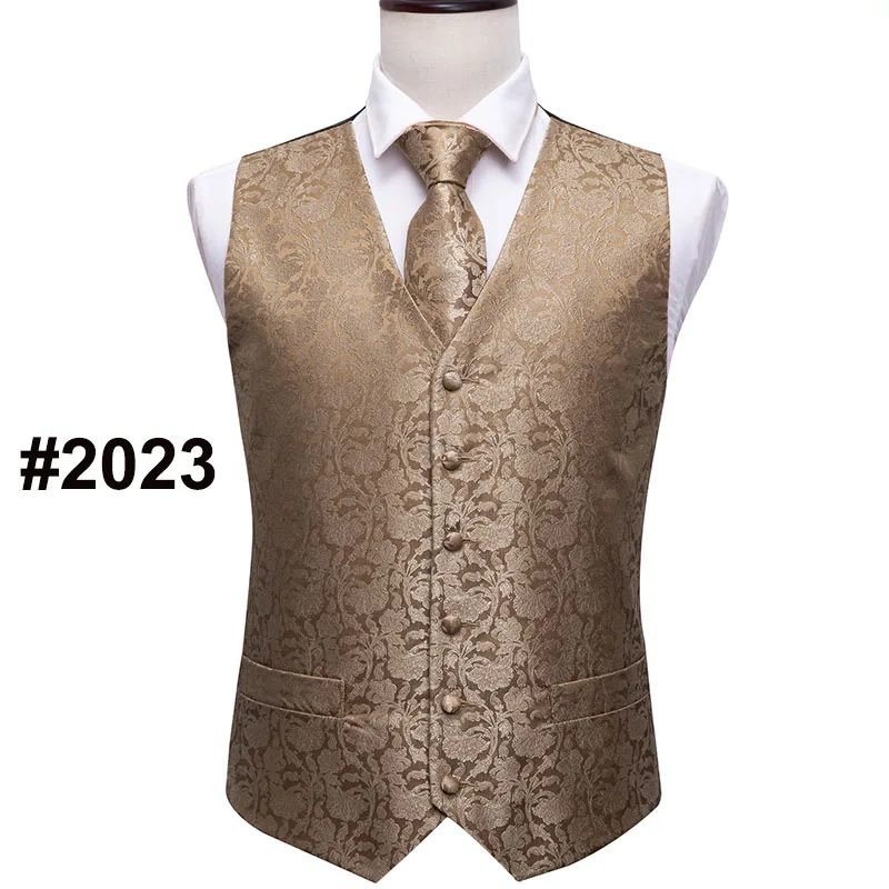 Designer Mens Roral Blue Paisley Jacquard Folral Silk Waistcoat Vests Handkerchief Tie Suit Vest Pocket Square Set Barry.Wang casual blazer for men Suits & Blazer